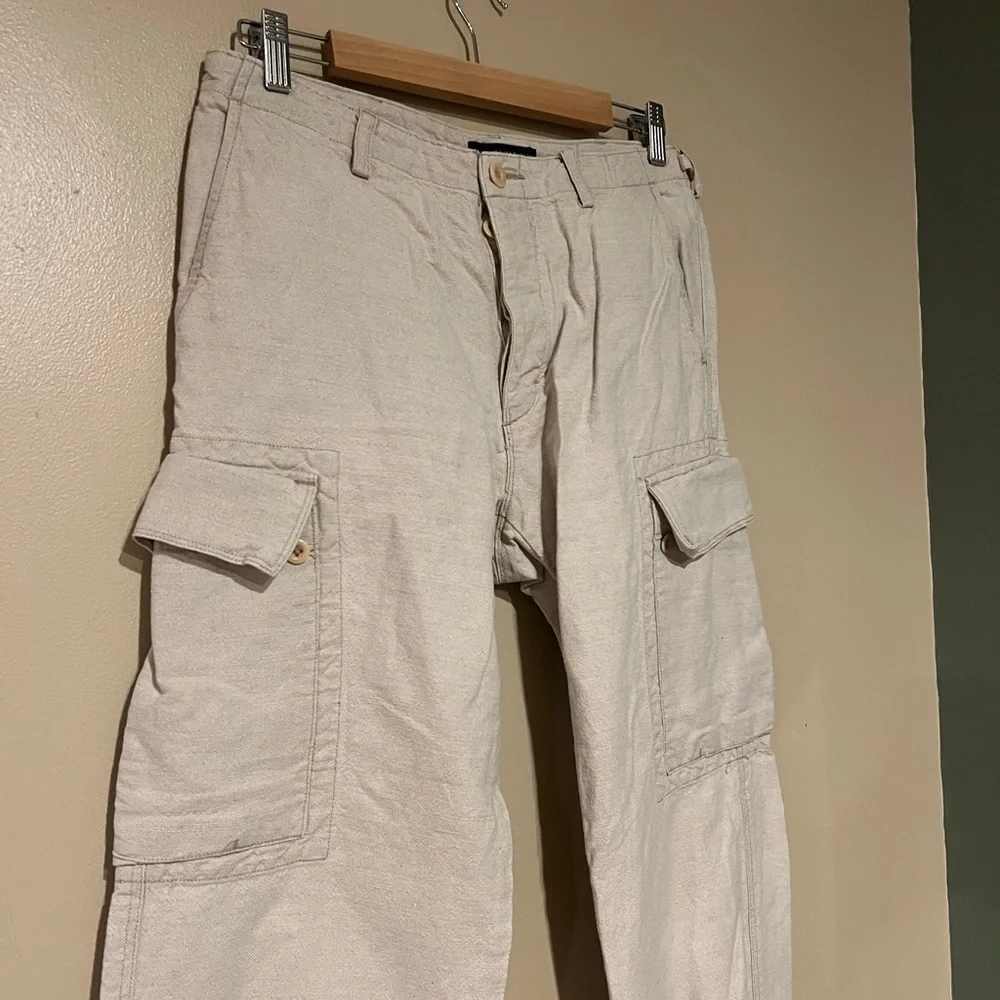 Vintage Banana Republic Women's Size 30/30 Linen Blend Cargo Button Fly Trouser